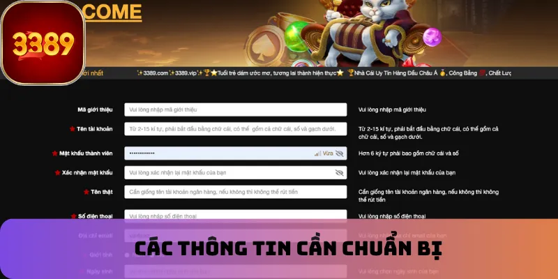 Các thông tin cần chuẩn bị