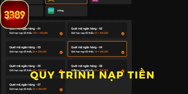 Quy trình nạp tiền